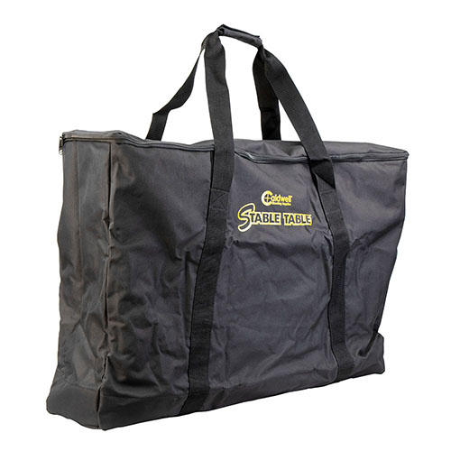 Le sac de transport Caldwell Stable Table est robuste, avec des sangles rembourrées et une fermeture éclair solide, idéal pour transporter ton Stable Table en toute sécurité.
