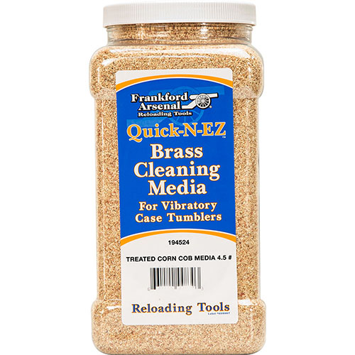 Das Frankford Arsenal Brass Cleaning Media mit behandeltem Maiskolben reinigt und poliert dein Messing optimal, dank integriertem Brass Polish in einem praktischen Behälter.