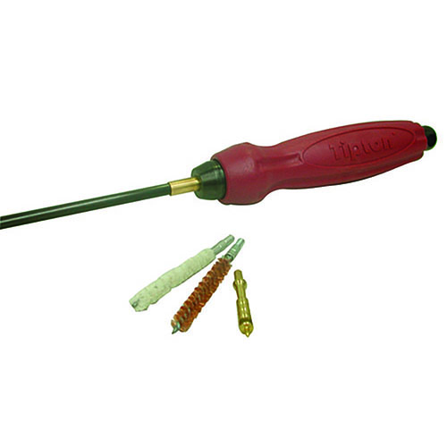Le rod de nettoyage Tipton en fibre de carbone est résistant, ne raye pas le canon, et son design ergonomique permet un nettoyage fluide et efficace.