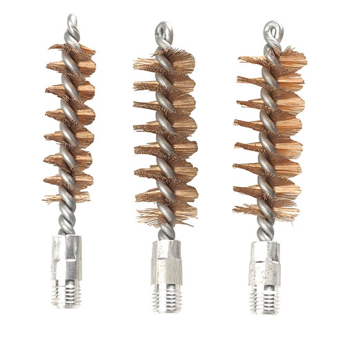 Set di spazzole per canne di fucile specifiche per calibro, in una robusta scatola con scomparti, realizzate in bronzo fosforoso di alta qualità.
