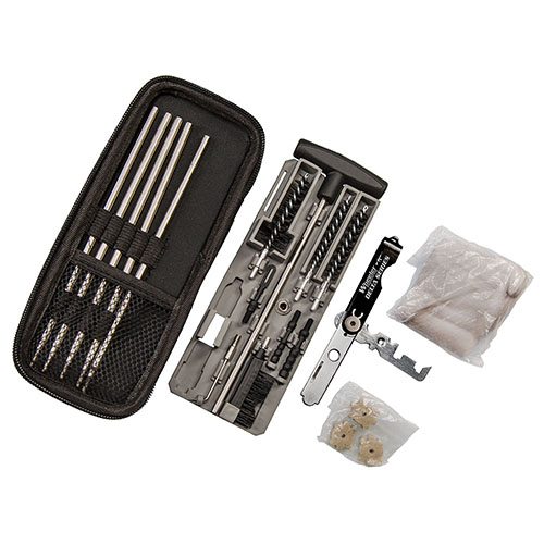 Avec le Wheeler Delta Series Compact Rifle Cleaning Kit, tu as tout ce qu'il te faut pour nettoyer ton fusil .22 et .30 dans un étui pratique et durable.