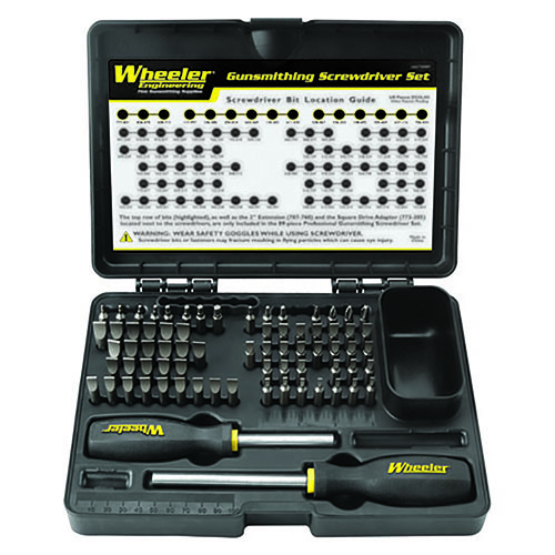 Il set di cacciaviti professionale Wheeler da 72 pezzi offre una vasta gamma di punte, inclusi bit speciali per ogni esigenza di armamento e riparazione.