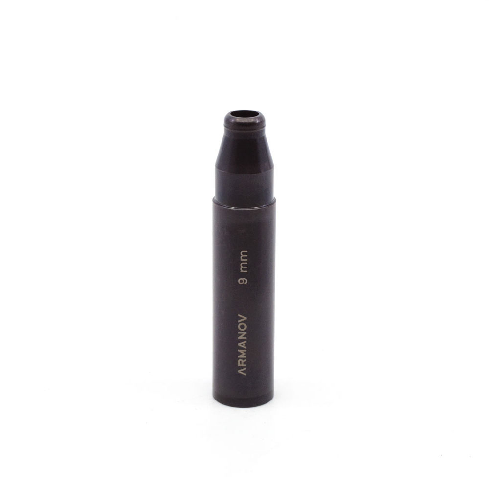 Le funnel ARMANOV pour mesure de poudre Dillon facilite le rechargement des cartouches 9 mm, garantissant un placement précis des balles sans secousses.