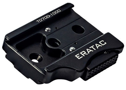 L'adattatore ERATAC trasforma il filettatura standard $1/4$"-20 in un slider ERA-TAC per ARCA rail, compatibile con i modelli T0700-1000 e T0700-2000.