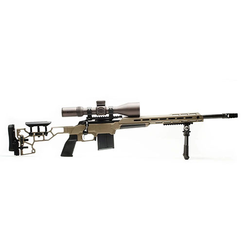 Il kit MDT ESS Chassis offre ergonomia superiore con un forend da 15", calcio regolabile e impugnatura AR, compatibile con diversi grip e facile inserimento del caricatore.
