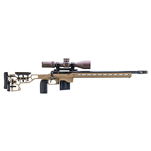Das MDT ACC Chassis für Remington 700 bietet ein anpassbares Gewichtssystem, eine ARCA/RRS-Schiene und ist mit AICS-Magazinen kompatibel.