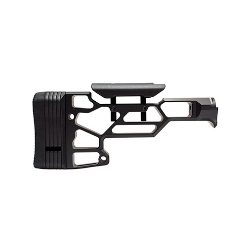 Il MDT Skeleton Rifle Stock Lite offre regolazione della lunghezza di tiro tramite spaziatori e un poggiaguancia regolabile, compatibile con chassises TAC21, LSS-XL e HS3.