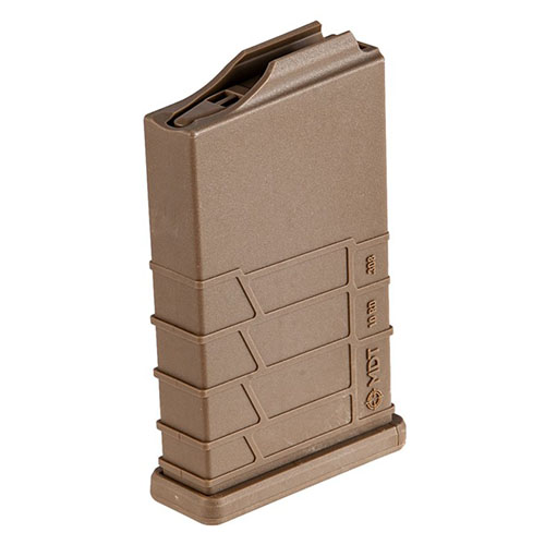 Le chargeur MDT Gen2 en polymère de 10 coups pour 308 Win est compatible avec plusieurs châssis et calibres, offrant robustesse et performance.
