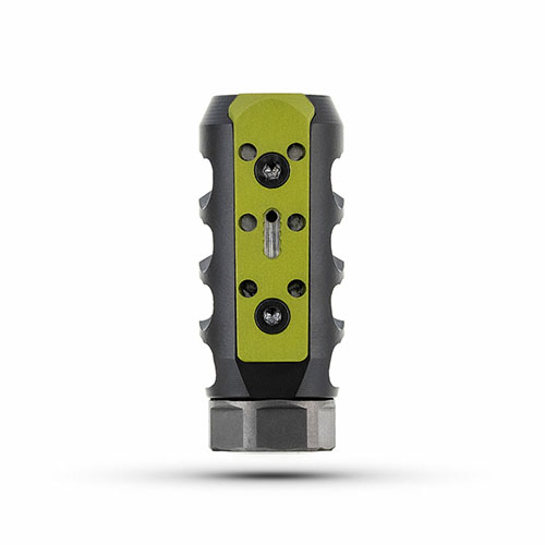 Der MDT Comp Muzzle Brake mit 4 Ports reduziert effektiv den Rückstoss und die Koncussion, während du die Flugbahn der Kugel beobachten kannst.