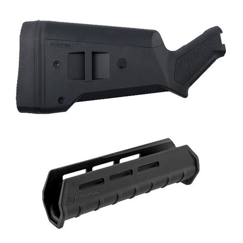 Das MOSSBERG 500 SGA Buttstock & M-LOK Forend Kit bietet anpassbare Features für deine 500/590/590A1 12 Gauge Shotgun und ermöglicht die Montage von M-LOK Zubehör.