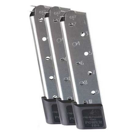 Die 1911 45ACP POWER MAGAZINE 3 PACKS bieten dir hochwertige, zuverlässige Magazine mit zusätzlicher Kapazität – perfekt für den Schiessstand oder den täglichen Gebrauch.