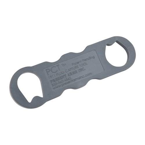 Der PCT-1911 Plug Capture Tool ist leicht, ergonomisch und bietet vollständigen Schutz des Recoil Plugs, während du die 1911 Barrel Bushing sicher entriegelst.