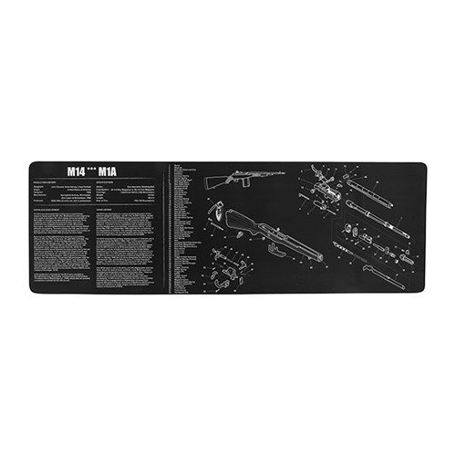 Il tappetino TEKMAT per fucili M14/M1A offre protezione durante la pulizia, un diagramma dettagliato e una superficie antiscivolo per un lavoro sicuro.