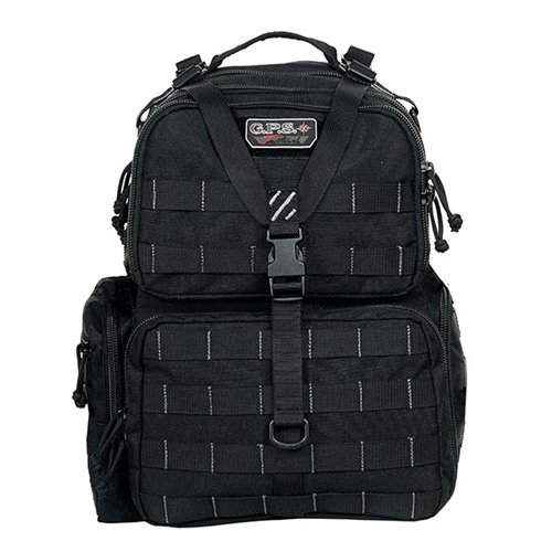 Scopri il TACTICAL RANGE BACKPACK G.P.S. 🏞️: zaino robusto con spazio per pistole, tasche esterne e copertura antipioggia. Ideale per il tiro!