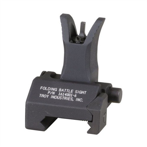 Mirino frontale flip-up AR-15 in alluminio robusto, si attiva facilmente e si blocca saldamente, compatibile con rail Picatinny e regolabile in elevazione.