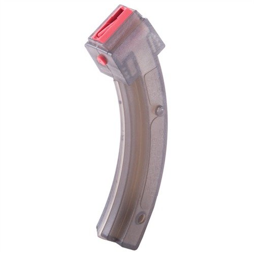 Il caricatore RUGER 10/22 da 25 colpi in polimero offre una struttura in policarbonato resistente, labbri di alimentazione robusti e una visibilità immediata delle munizioni.