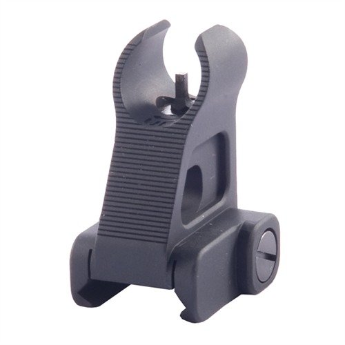 Mirino anteriore fisso AR-15 in alluminio, resistente e affidabile, con orecchie a forma di globo per un'acquisizione rapida del bersaglio e regolazione dell'elevazione.
