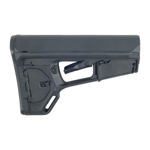 Der AR-15 ACS-L Stock bietet ein extra-schlankes Profil für bessere Manövrierfähigkeit, mit einem komfortablen Wangenauflage und einem stabilen Friktion-Locksystem.