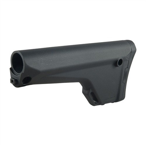 Améliore ton AR-15 avec la crosse fixe MOE, offrant confort, rangement intégré et compatibilité avec les accessoires, tout en gardant un profil mince.