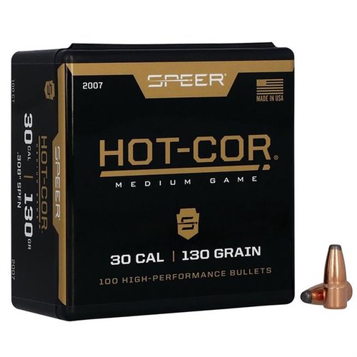 Les balles Hot-Cor 30 Caliber (0.308") offrent une performance fiable et une précision exceptionnelle grâce à leur noyau en plomb coulé directement dans la chemise.