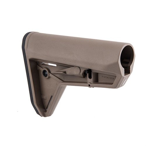 Der AR-15 MOE-SL Stock bietet eine schlanke Bauweise, rutschfeste Gummischaftkappe, einfache Anpassungen und ist ideal für den Einsatz mit Körperpanzerung.