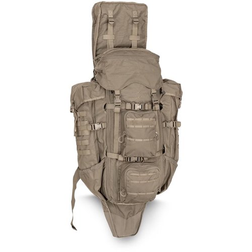 Le Eberlestock G4 Operator Pack offre 4,100 pouces cubes d'espace, un scabbard pour fusil pliable et un cadre Intex II pour une stabilité optimale.