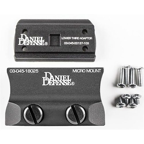 Il Daniel Defense Aimpoint® Micro Mount offre co-witness assoluto o 1/3, design leggero, sistema Rock & Lock®, interfaccia per il rinculo e montaggio reversibile.