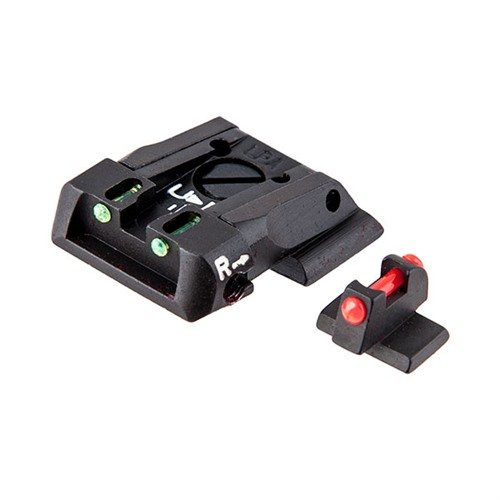 Das S&W M&P Fiber Optic Adjustable Sight Set bietet dir präzise Anpassungen und eine robuste Konstruktion aus solidem Stahl für optimale Zielgenauigkeit.