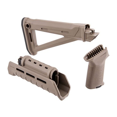 Aggiorna il tuo Kalashnikov con il set Magpul MOE AK: calcio fisso ottimizzato, guardia con M-LOK, impugnatura ergonomica e possibilità di stoccaggio interno.