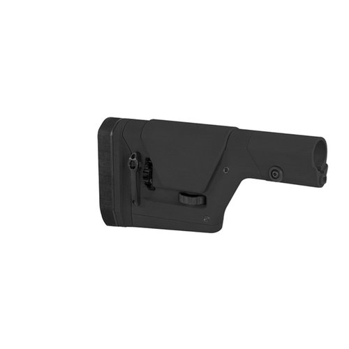 Der PRS GEN3 Precision Stock von MAGPUL bietet werkzeuglose Anpassungen für Längenverstellung und Wangenhöhe, ideal für Präzisionsgewehre und vielseitige Montagemöglichkeiten.