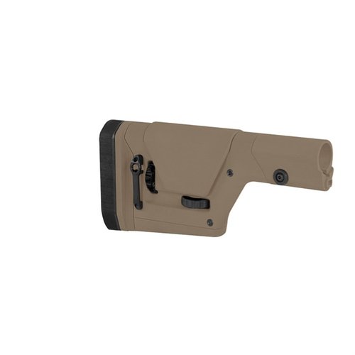 Il PRS GEN3 di MAGPUL offre una regolazione tool-less della lunghezza di tiro e dell'altezza del poggiaguancia, con supporto M-LOK e resistenza agli urti.