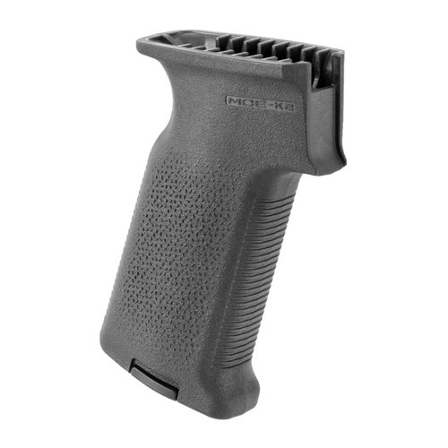 L'AK-47 MOE-K2 Grip offre un angolo di presa verticale migliorato, texture TSP per il controllo dell'arma e compatibilità con Storage Cores per stoccaggio.