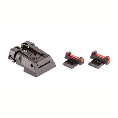 Il set di mire regolabili Dovetail FUSION in fibra ottica offre una configurazione a profilo basso, regolazioni precise per POI e compatibilità con le mire Novak.