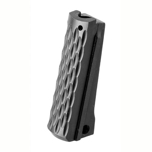 Mainspring Housing in acciaio CNC lavorato per 1911 Full Size, finitura nera e design Chain-Link, compatibile con pistole Government e Commander.