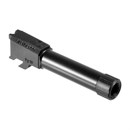 Améliore ton S&W M&P Shield avec ce canon fileté de SilencerCo, parfait pour installer un suppresseur et profiter d'une pratique silencieuse!