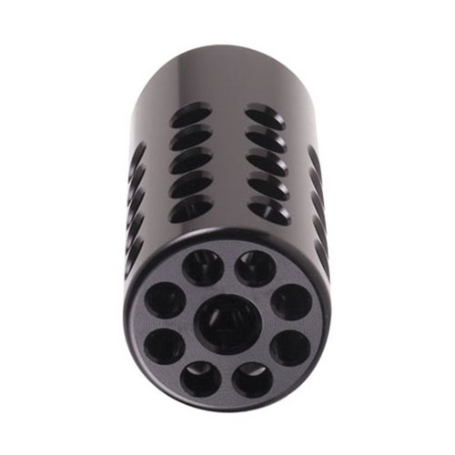 Il compensatore RUGER 10/22 offre un ampio camera di espansione e 48 fori di ventilazione per ridurre il rinculo e mantenere il mirino sul bersaglio.