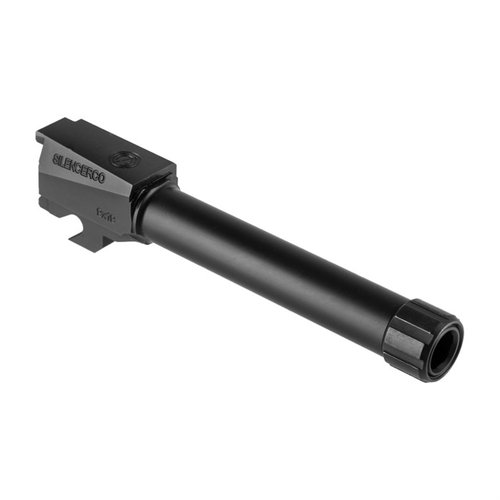 Il canna filettata SIG P320 di SilencerCo consente l'installazione di un soppressore, realizzata in acciaio inossidabile 416R, con finitura nera nitride.