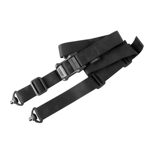 Le sling Magpul MS1 QDM offre un ajustement rapide, une conception robuste et polyvalente, et peut être configuré en mode un-point avec des adaptateurs.