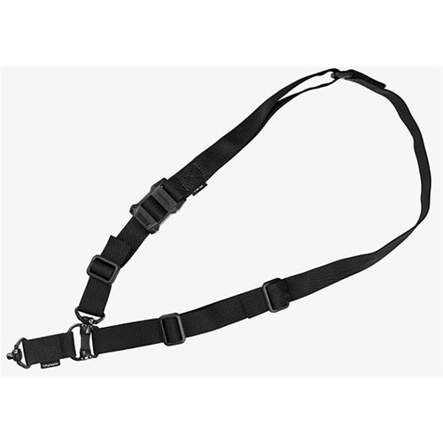 Der Magpul MS4 QDM Sling bietet eine schnelle Umstellung zwischen Ein- und Zweipunktbetrieb, ist leicht verstellbar und hat eine robuste, korrosionsbeständige Bauweise.