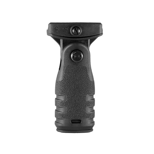 Améliore ton contrôle avec la poignée verticale repliable AR-15 React de Mission First Tactical, qui réduit le recul et offre un rangement étanche pour des batteries.