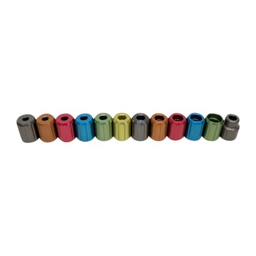 Le tête de funnel interchangeable AREA 419 assure un flux optimal sans électricité statique, avec des tailles spécifiques pour chaque calibre, parfait pour les rechargeurs.