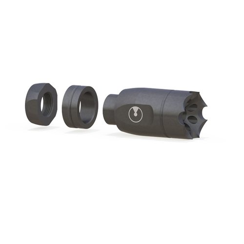 Der Ultradyne Athena Linear Compensator verbessert dein Gewehr mit reduzierter Geräuschentwicklung und sauberem Design, kompatibel mit Dynamount Front Sight System.