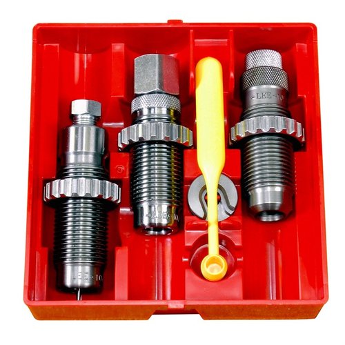 Das PISTOL CARBIDE 3-DIE SET 455 WEBLEY MARK II von LEE PRECISION enthält alles, was du brauchst: Carbide Full Length Sizing Die, Bullet Seating Die und mehr – ganz ohne Sizing Lube!
