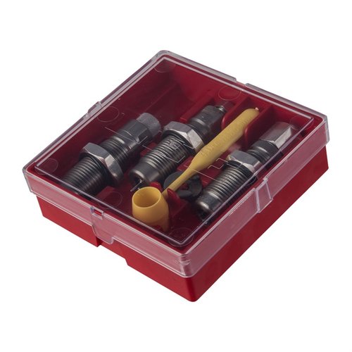 Il set di 3 die in carburo per la 7.62 Russian Nagant include die di dimensionamento, di caricamento e di espansione senza bisogno di lubrificante.