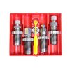 Il set include un Carbide Full Length Sizing Die, un Bullet Seating Die, un Powder Thru Expanding Die e un Carbide Factory Crimp Die per una ricarica facile e precisa.