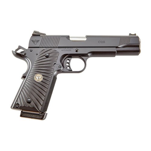 Die CQB 1911 ist eine zuverlässige und präzise 45 ACP Pistole mit einem 5" Lauf, 8 Schuss Kapazität und hochwertigen Komponenten für optimale Leistung.