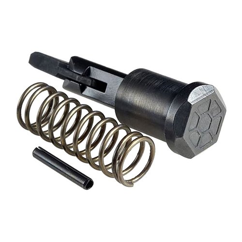 Améliore ton AR15/M16 avec l'AR Forward Assist de Strike Industries, fabriqué en acier au carbone robuste et traité thermiquement, complet avec ressort et goupille.