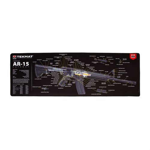 Le TekMat Ultra 44 est un tapis de nettoyage extra-long, imperméable et résistant, avec un schéma de ton arme pour un entretien facile et précis.