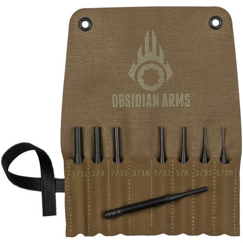 Il set di punzoni Obsidian Arms da 8 pezzi è portatile, include punzoni popolari per la maggior parte delle armi moderne ed è realizzato in acciaio legato 4140.