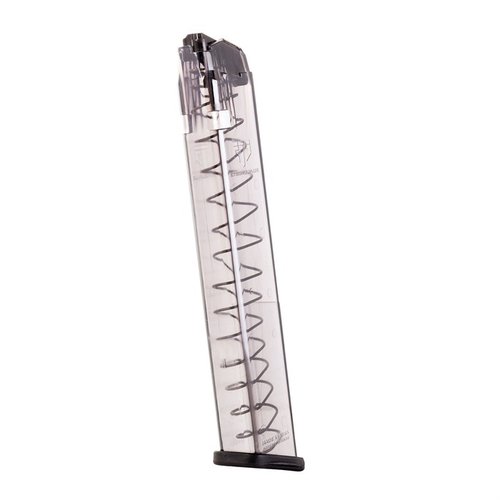 Découvrez le chargeur transparent ETS pour Glock® 19, offrant visibilité et fiabilité. 🔍 Idéal pour tous les utilisateurs de Glock !